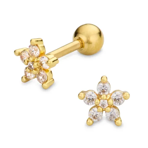 waterproof bloem helix piercing in verguld staal - OCEANA