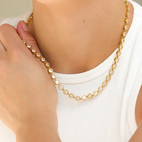 waterproof zirkoon ketting in verguld staal - OCEANA