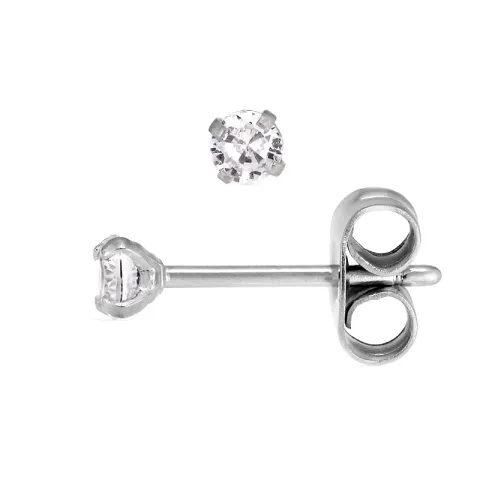 3 mm waterproof zirkoon solitaire oorbel in staal - OCEANA