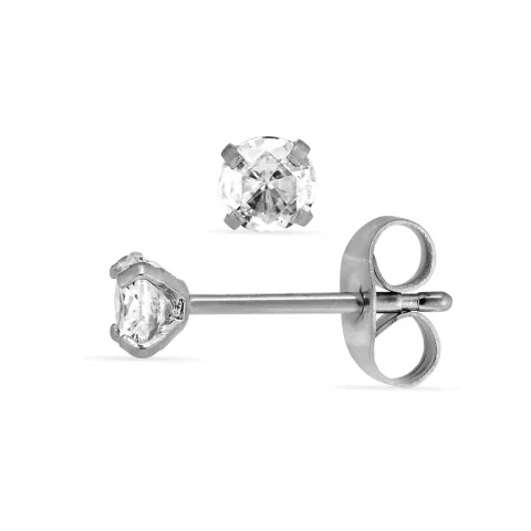 4 mm waterproof zirkoon solitaire oorbel in staal - OCEANA