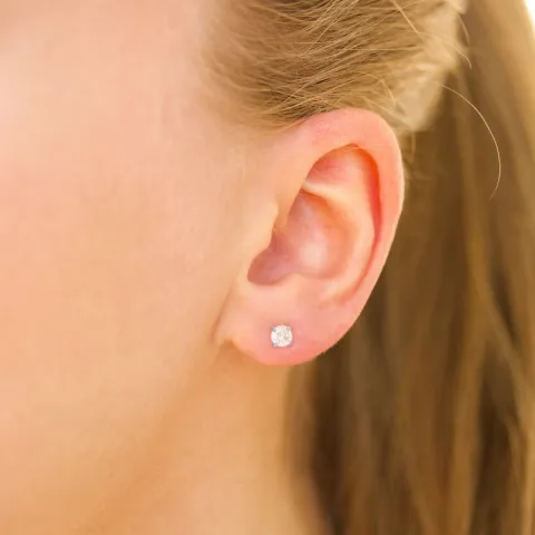 4 mm waterproof zirkoon solitaire oorbel in staal - OCEANA