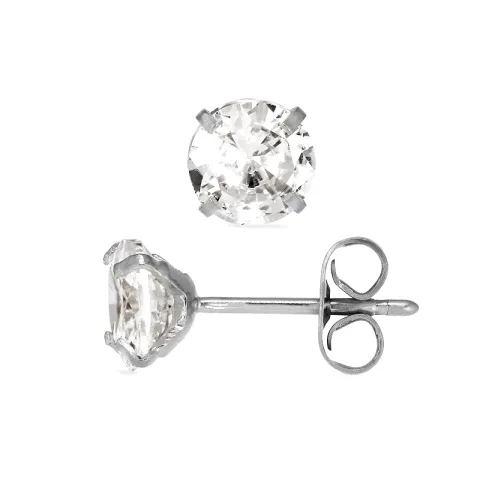 6 mm waterproof solitaire oorbel in staal - OCEANA