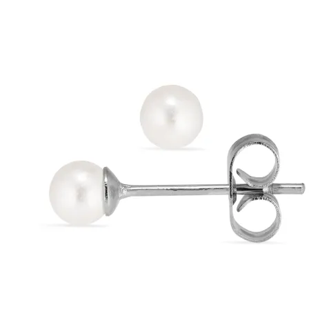 4 mm waterproof witte parel oorsteker in staal - OCEANA