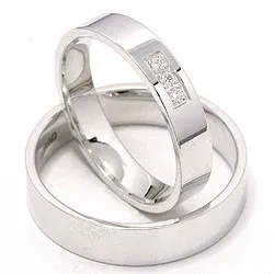 trouwringen in 14 karaat witgoud 0,049 ct - set