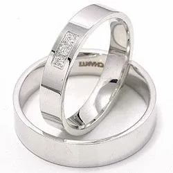 trouwringen in 14 karaat witgoud 0,049 ct - set
