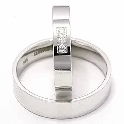 trouwringen in 14 karaat witgoud 0,049 ct - set