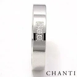 glanzend briljant trouwring in 14 karaat witgoud 0,049 ct