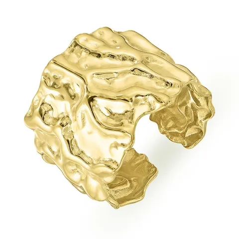 waterproof gehamerd verstelbaar ring in verguld staal - OCEANA