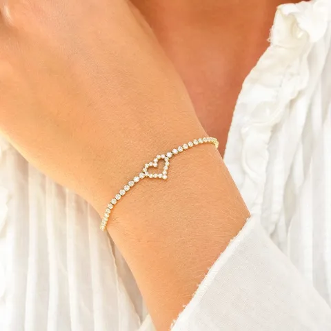 waterproof hart zirkoon armband in verguld staal 17 + 3 cm x 10,0 mm  - OCEANA