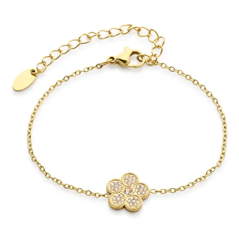 waterproof bloem armband in verguld staal - OCEANA