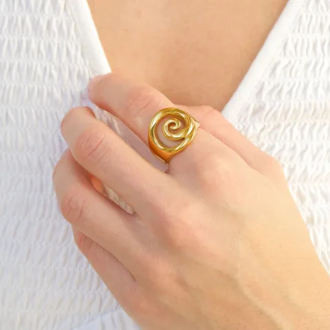 waterproof ring in verguld staal - OCEANA