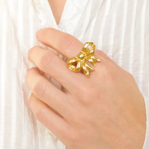 waterproof strikje verstelbaar ring in verguld staal - OCEANA