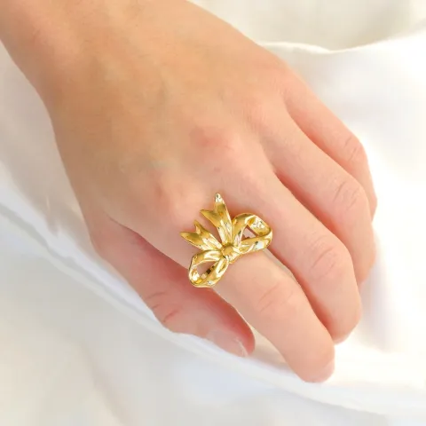 waterproof strikje verstelbaar ring in verguld staal - OCEANA