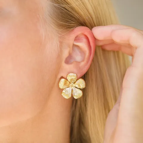 waterproof bloem oorbellen in verguld staal - OCEANA