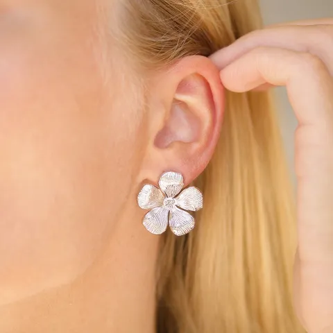 waterproof bloem oorbellen in staal - OCEANA