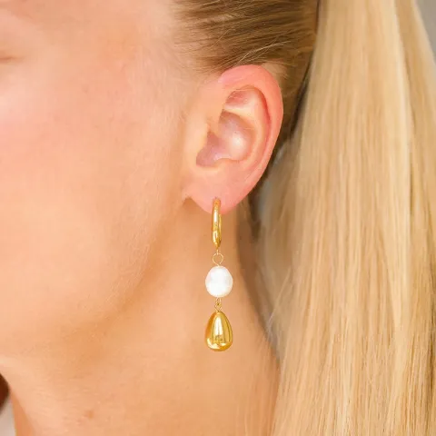 waterproof parel oorbellen in verguld staal - OCEANA