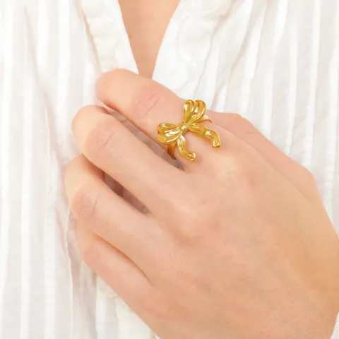 waterproof strikje verstelbaar ring in verguld staal - OCEANA
