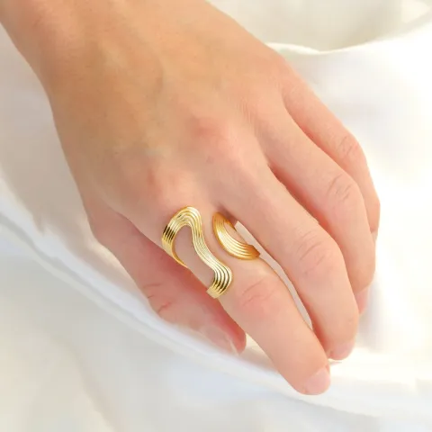 waterproof verstelbaar ring in verguld staal - OCEANA