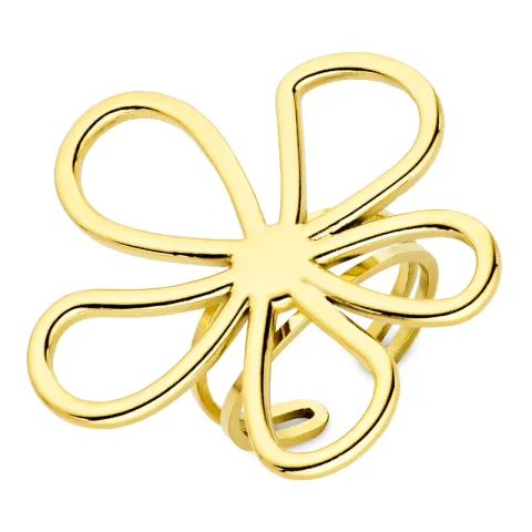 waterproof bloem verstelbaar ring in verguld staal - OCEANA