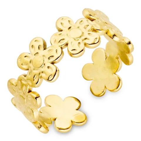 waterproof bloem ring in verguld staal - OCEANA