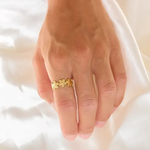waterproof bloem ring in verguld staal - OCEANA