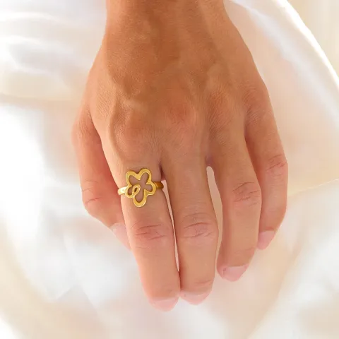 waterproof bloem ring in verguld staal - OCEANA