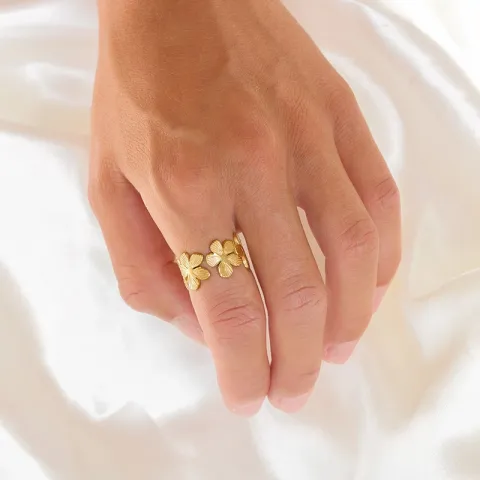 waterproof bloem ring in verguld staal - OCEANA