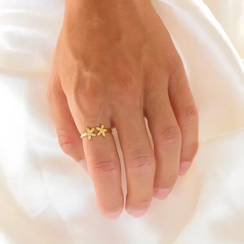 waterproof bloem ring in verguld staal - OCEANA