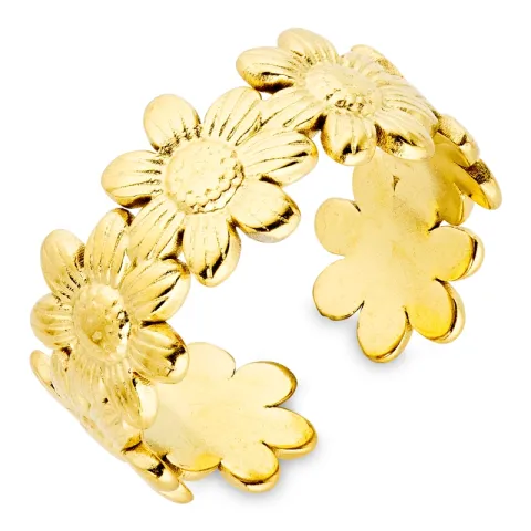waterproof bloem ring in verguld staal - OCEANA
