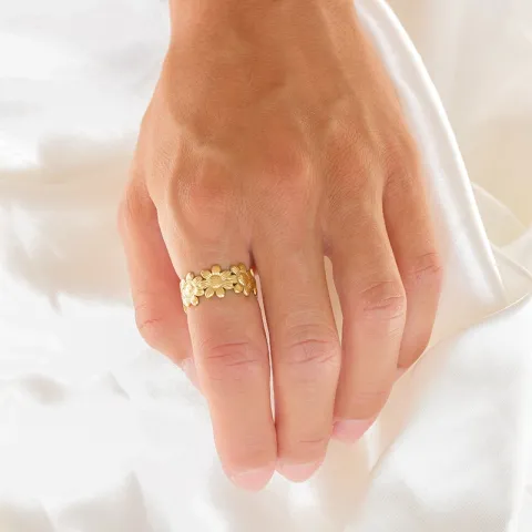 waterproof bloem ring in verguld staal - OCEANA