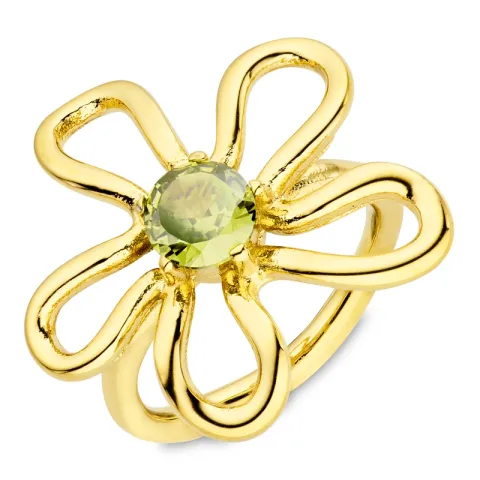 waterproof bloem groen ring in verguld staal - OCEANA