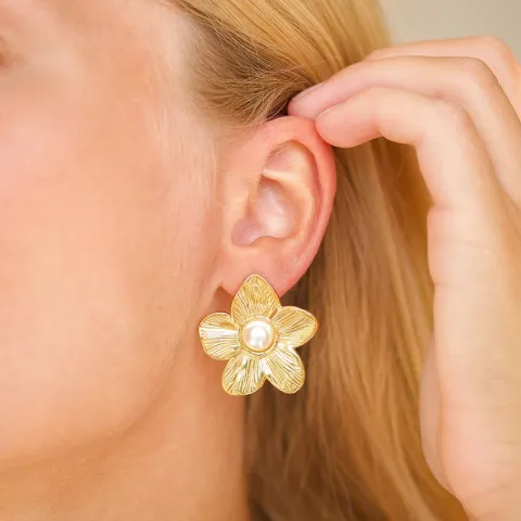 waterproof bloem oorbellen in verguld staal - OCEANA