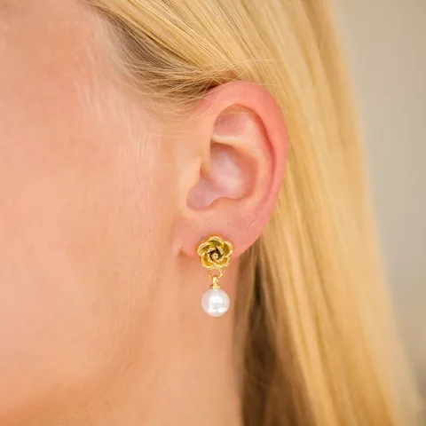 waterproof bloem oorbellen in verguld staal - OCEANA