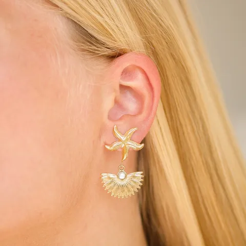 waterproof zeester oorbellen in verguld staal - OCEANA