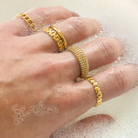 waterproof hart verstelbaar ring in verguld staal - OCEANA