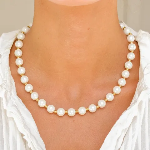 waterproof parel ketting in verguld staal - OCEANA