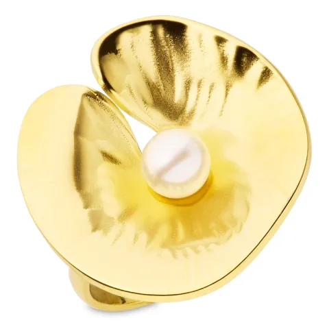waterproof parel verstelbaar ring in verguld staal - OCEANA