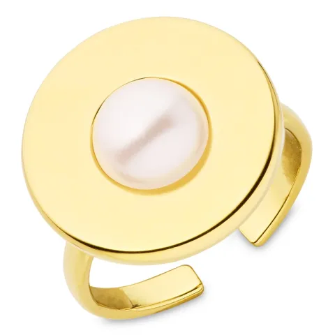 waterproof parel verstelbaar ring in verguld staal - OCEANA