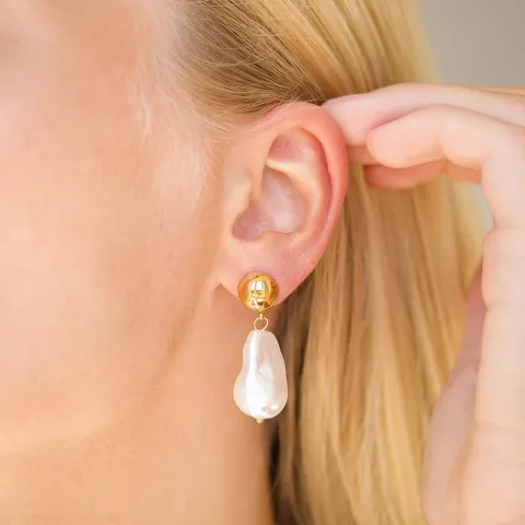 waterproof parel oorbellen in verguld staal - OCEANA