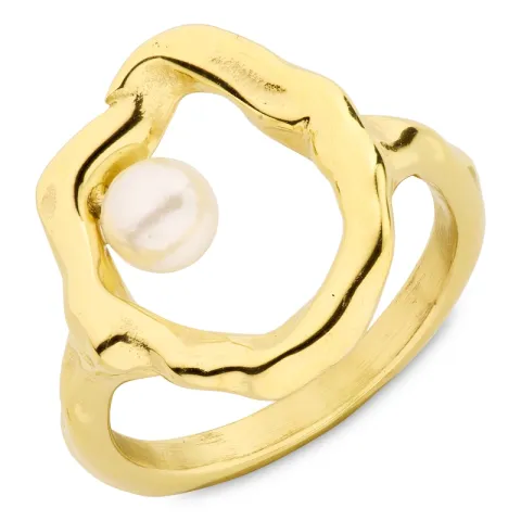 waterproof parel ring in verguld staal - OCEANA