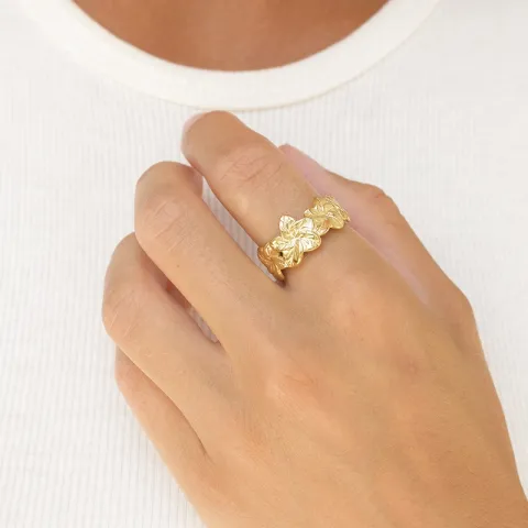 waterproof bloem ring in verguld staal - OCEANA