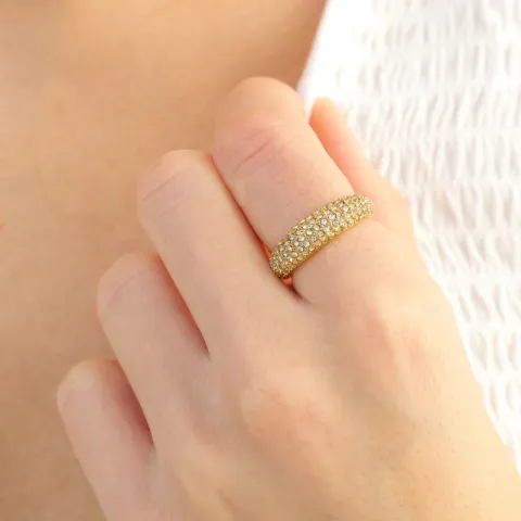 waterproof zirkoon ring met een fout in verguld staal - OCEANA