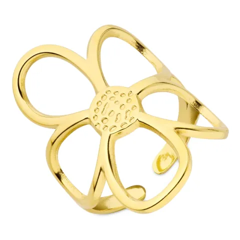 waterproof bloem ring in verguld staal - OCEANA
