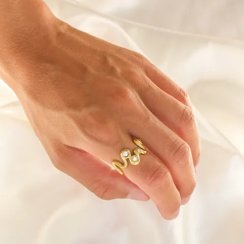 waterproof zirkoon ring in verguld staal - OCEANA