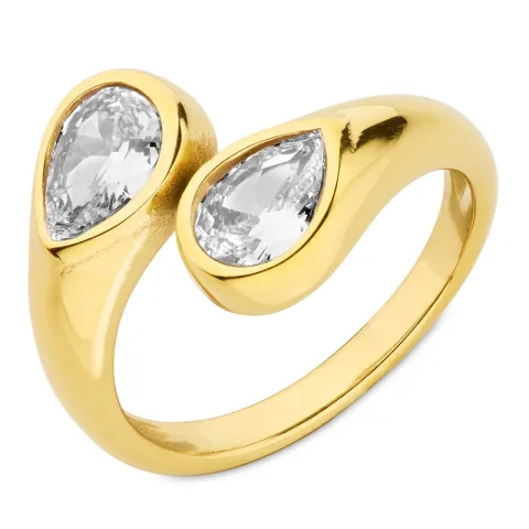 waterproof zirkoon ring in verguld staal - OCEANA