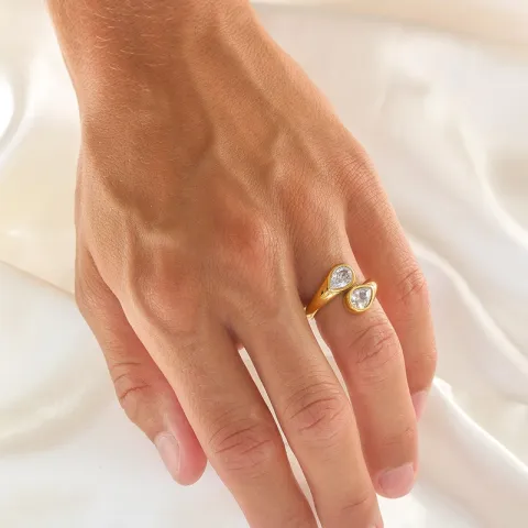 waterproof zirkoon ring in verguld staal - OCEANA