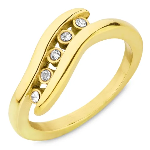 waterproof zirkoon ring in verguld staal - OCEANA