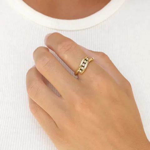 waterproof zirkoon ring in verguld staal - OCEANA