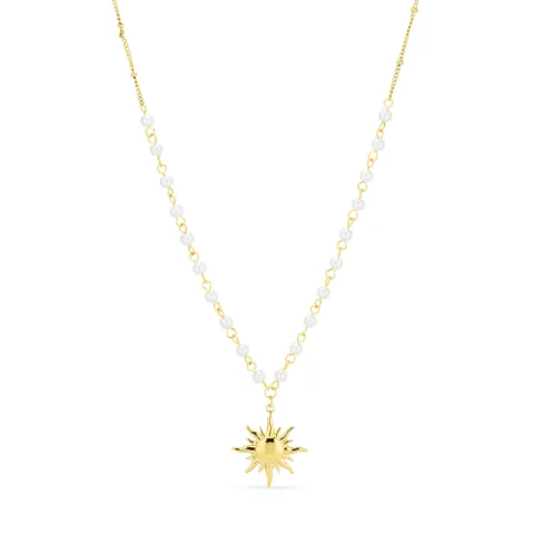 waterproof zon parel ketting in verguld staal - OCEANA