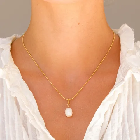 waterproof parel ketting in verguld staal - OCEANA